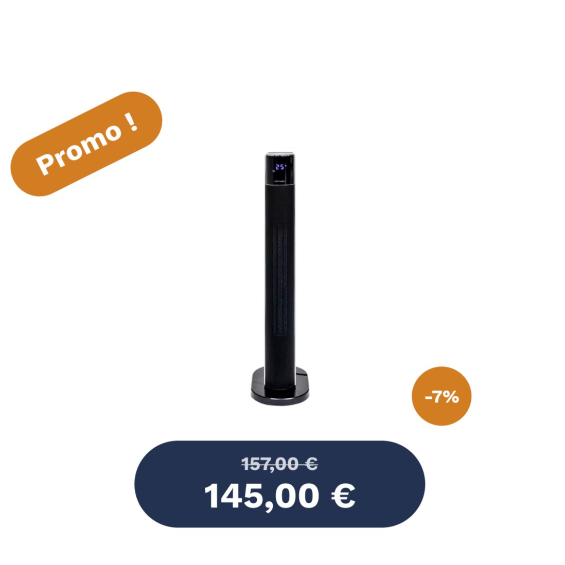 optimeaChauffage mobile soufflant en céramique colonne,Noir & Blanc OCE-C05-2200