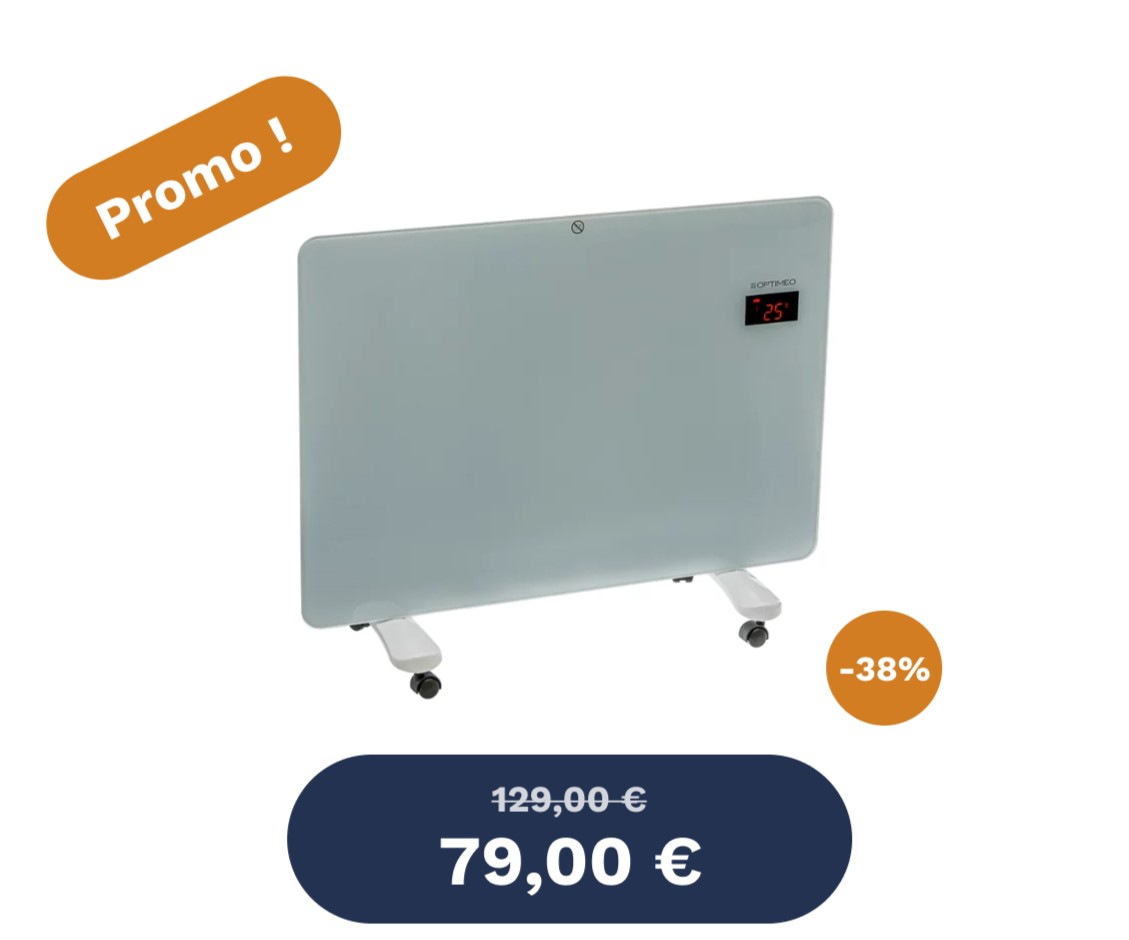 optimeaConvecteur verre,Blanc, 1500W