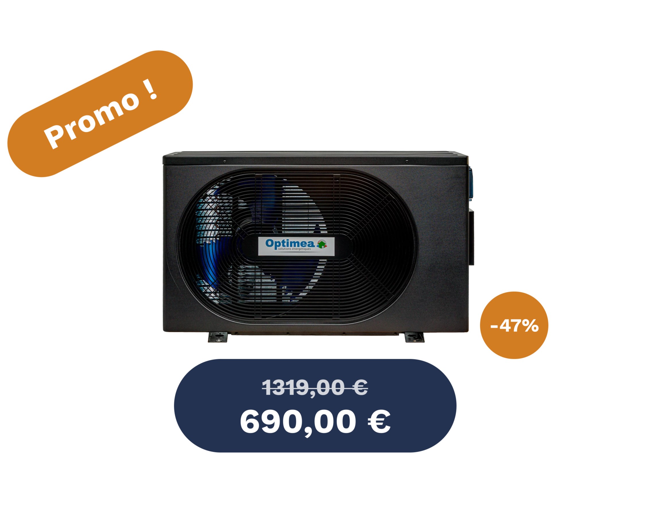 optimeaPompe à chaleur piscine 55 m³ – WiFi, silencieuse,