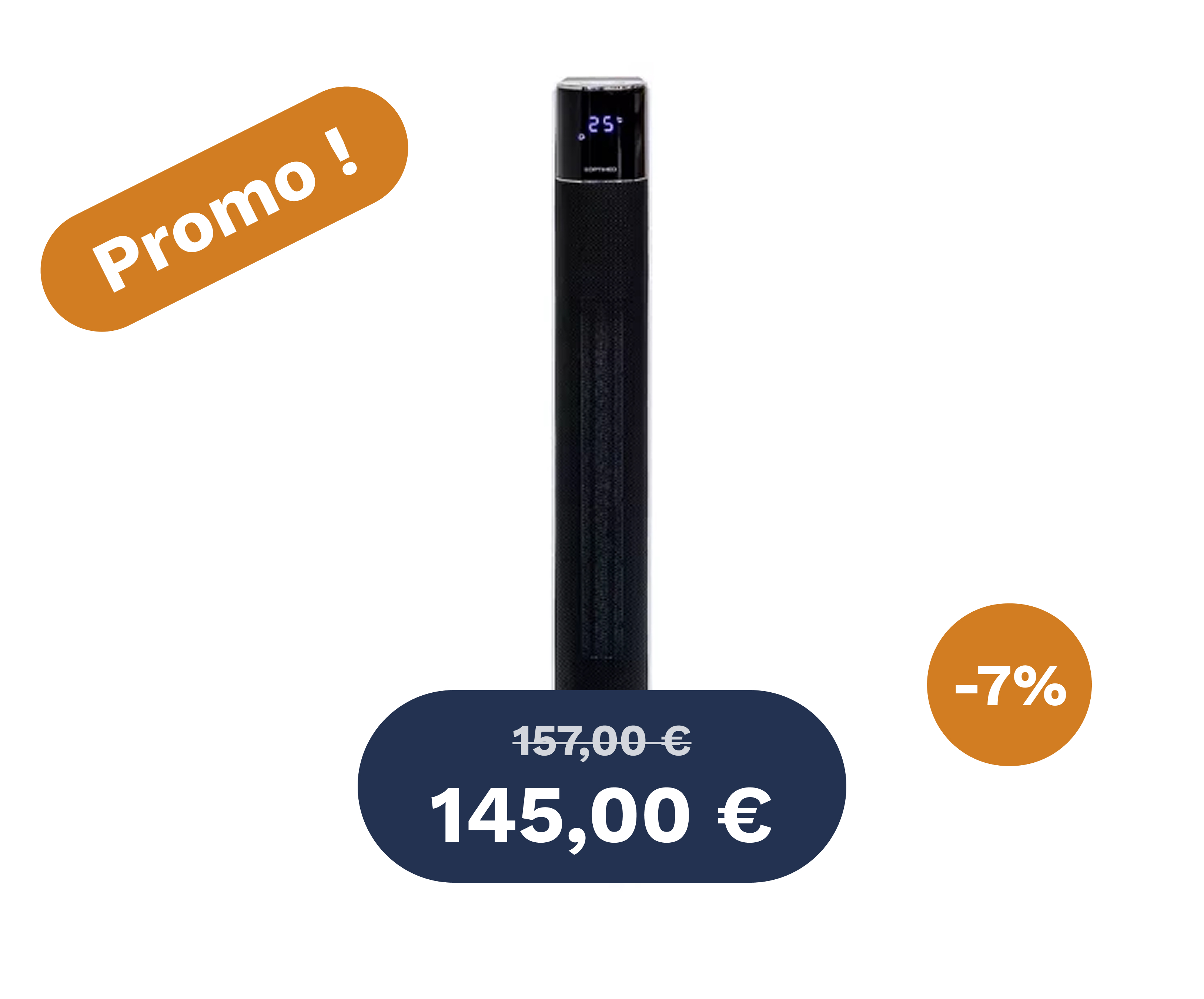 Chauffage mobile soufflant en céramique colonne Noir & Blanc OCE-C05-2200 Promo