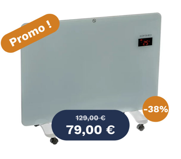 Convecteur verre,Blanc, 1500W </br> OCE-E01-1500